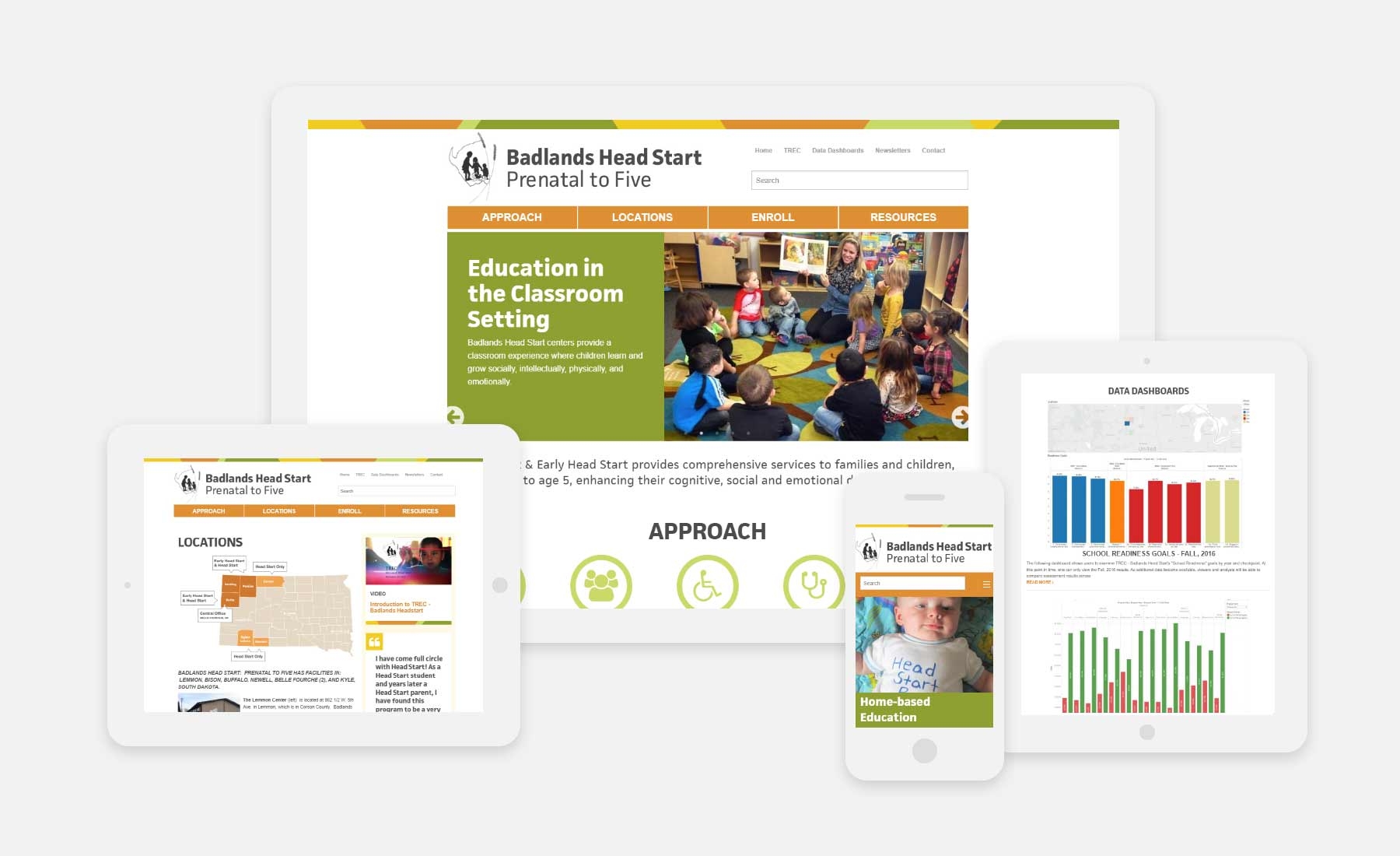Badlands Head Start responsive website shown on several devices