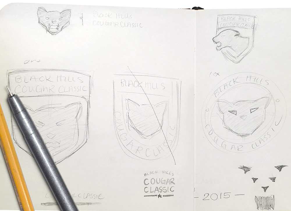 Black Hills Cougar Classic logo sketches