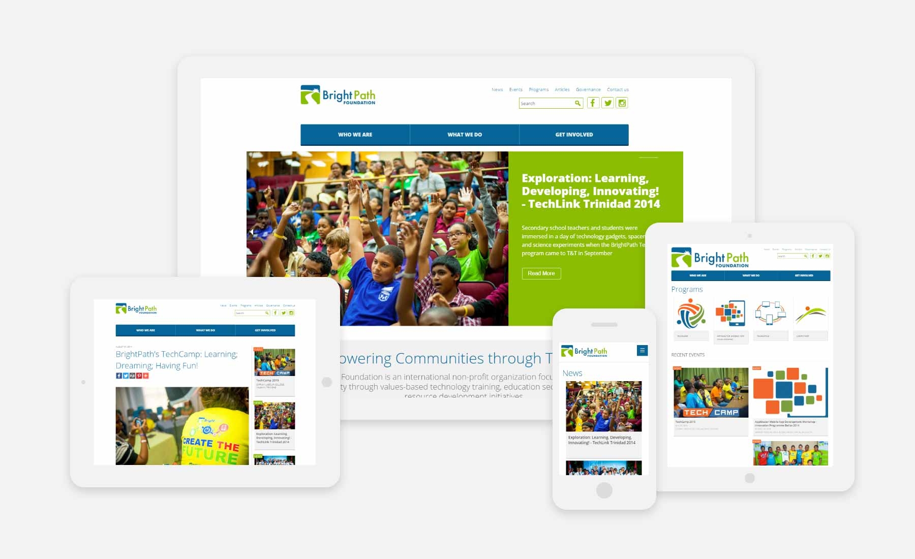 BrightPath Foundation responsive website shown on several devices