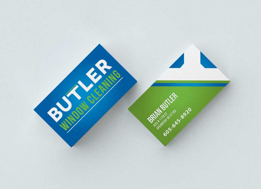 Butler Window Cleaning logo shown on business cards
