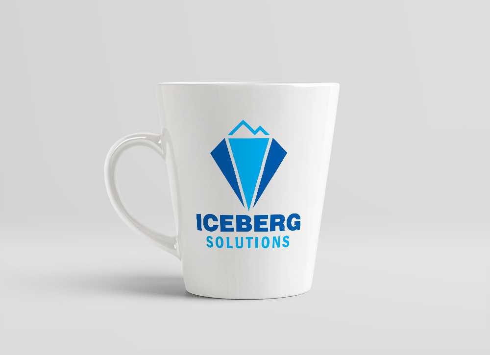 Iceberg Solutions logo shown on a mug