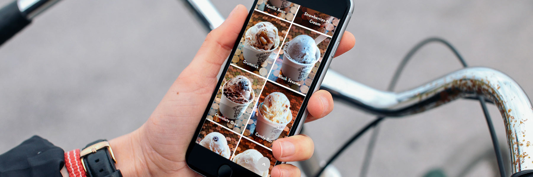 Leones' Creamery Website Flavor Board on phone