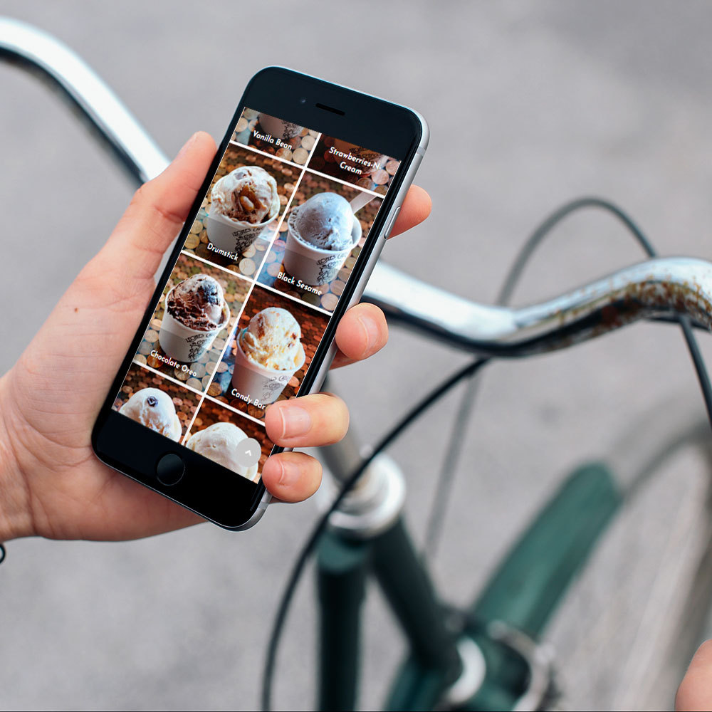 Leones' Creamery Website Flavor Board on phone