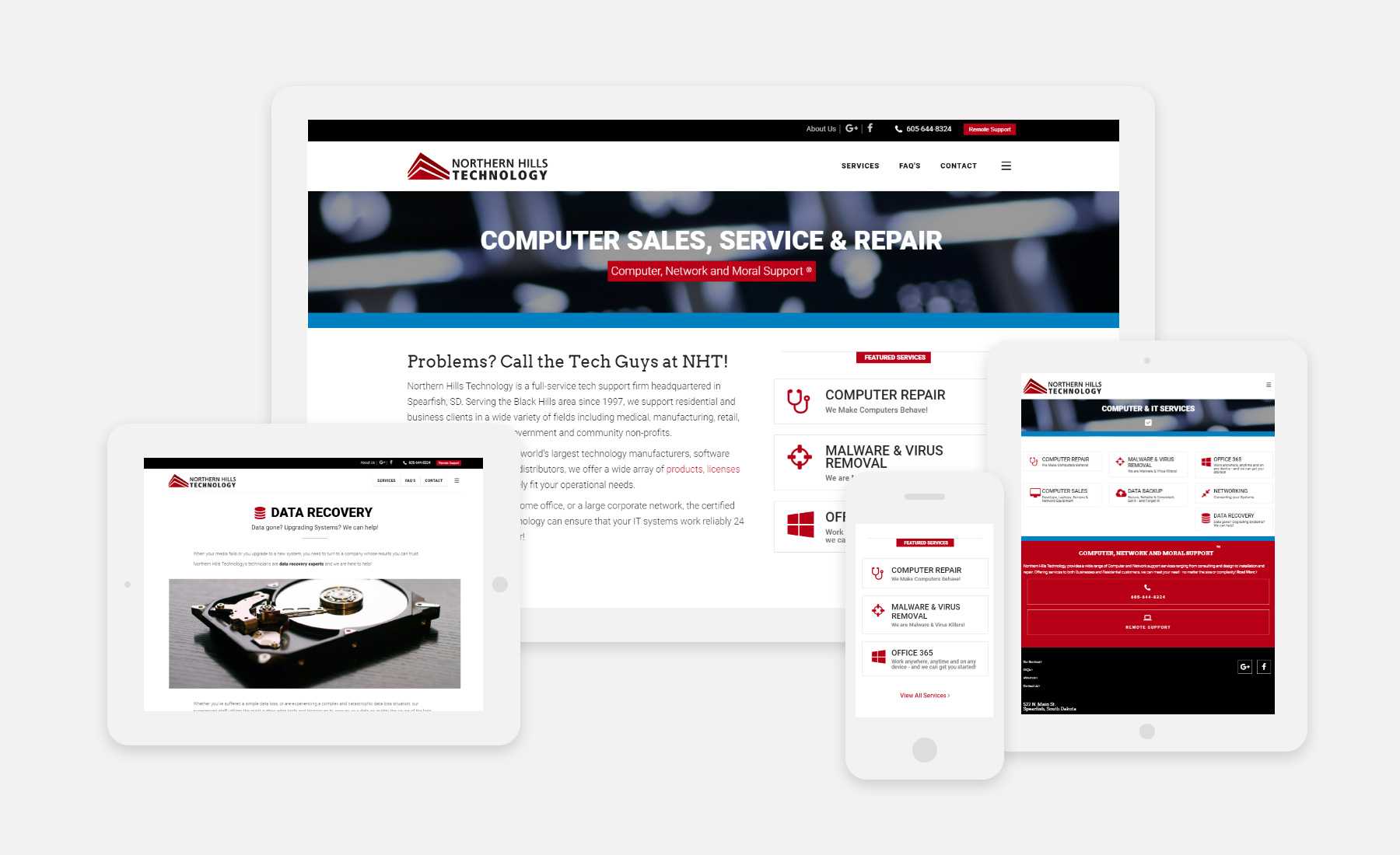Northern Hills Technology responsive website shown on several devices