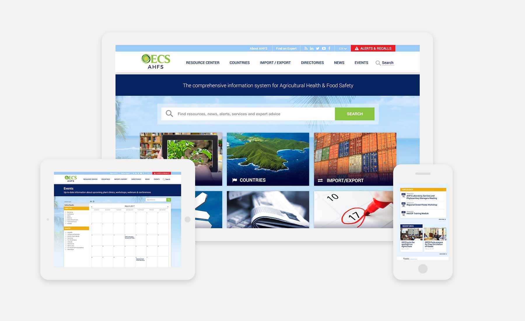 OECS responsive website shown on several devices