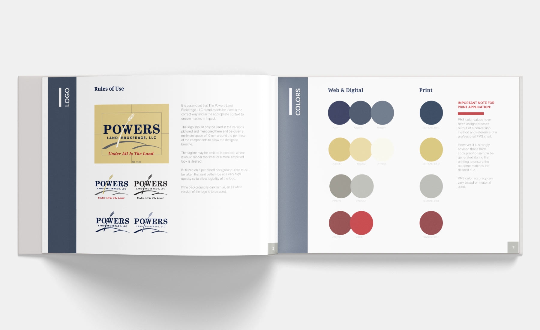 Powers Land Brokerage brand guidelines system