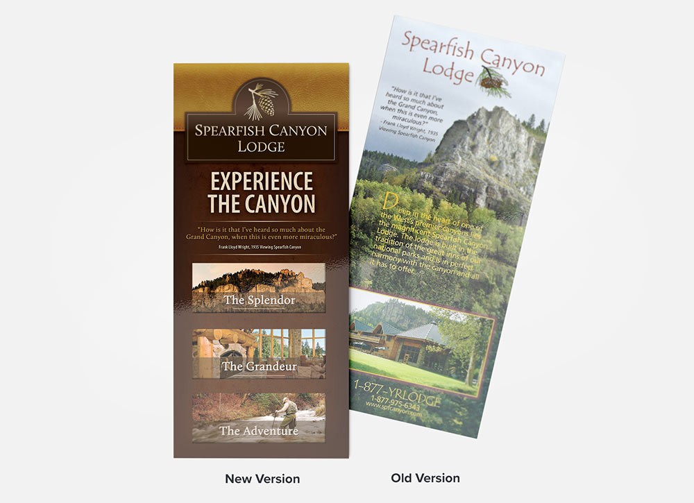 Spearfish Canyon Lodge old and new rack card comparison