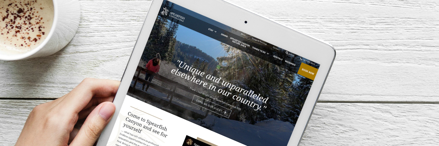 Spearfish Canyon Lodge homepage on ipad