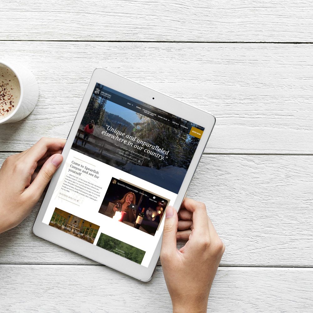 Spearfish Canyon Lodge homepage on ipad