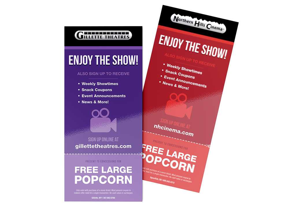 Steele Theatres popcorn giveaway rack cards